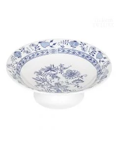 Dekor Deluxe posoda za sadje iz belega porcelana premera 24 cm s poslikavo s čebulnim vzorcem.