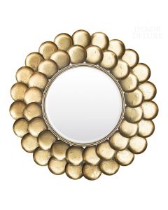 Dekor Deluxe prestižno okroglo ogledalo iz medenine z okvirjem iz nanizanih medaljonov.