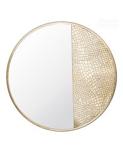 Dekor Deluxe moderno okroglo ogledalo v zlati barvi z atraktivnim kačjim vzorcem.