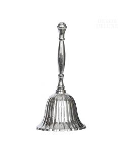 Dekor Deluxe elegantno oblikovan namizni kovinski zvonček srebrne barve višine 15cm