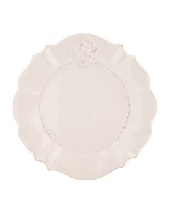 Dekor Deluxe keramicni kroznik umazano bele barve bez country style za sladice 21 cm premer