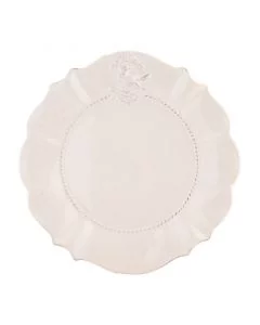 Dekor Deluxe keramicni kroznik umazano bele barve bez country style za sladice 21 cm premer