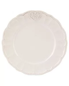 Dekor Deluxe keramicni kroznik umazano bele barve bez country style za sladice 21 cm premer