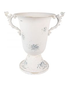 Dekor Deluxe kovinska belo modrikasta vaza v starinskem stilu