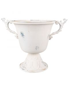 Dekor Deluxe kovinska belo modrikasta vaza v starinskem stilu