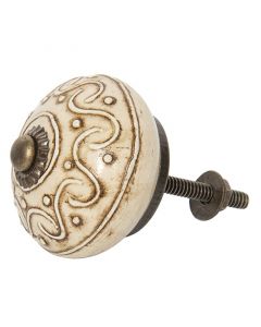 Dekor Deluxe retro umazano bel pohistveni gumb s povrsinskimi ornamenti