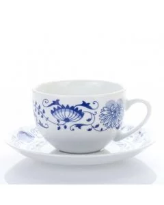 Saphyr Skodelica za čaj iz porcelana bele barve z modrim čebulnim vzorcem.
