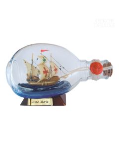 Dekor-Deluxe-ladjica-v-steklenici-na-podstavku--Santa-Maria-dolzine-15-cm