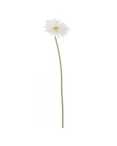 Dekor Deluxe umetna roža gerbera z belim cvetom, brez listov na tankem zelenem steblu iz umetne mase.