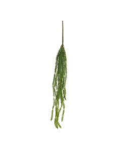 Dekor Deluxe umetna viseča rastlina zelene barve z dolgimi stebli, na katerih so majhni listi igličaste oblike.